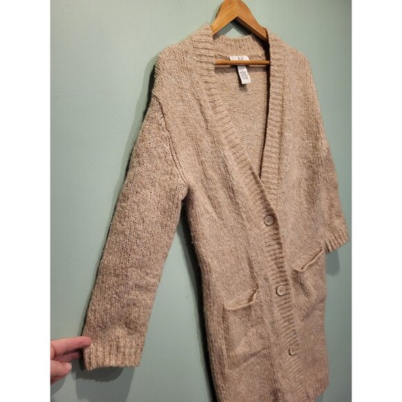 Magaschoni Beige Alpaca Wool Blend Long Cardigan Sweater Pockets Sz M - Picture 3 of 7